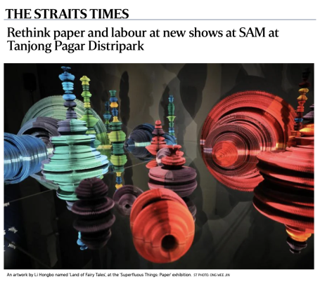 The Straits Times | Rethink paper and labour at new shows at SAM at Tanjong Pagar Distripark